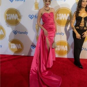 Elegant Strapless Pink Evening Gown Worn Once